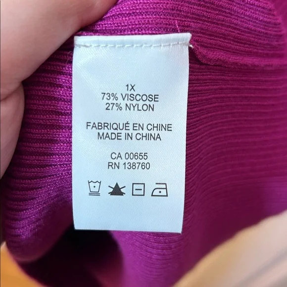 Addition Elle Pennington’s fuchsia Tie front 3/4 length sleeve sweater size 1X - Picture 5 of 7